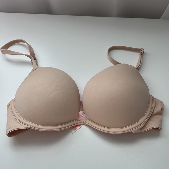 🛍 3/$10 PINK beige nude wear everywhere super push up bra, 32 C - Picture 1 of 4